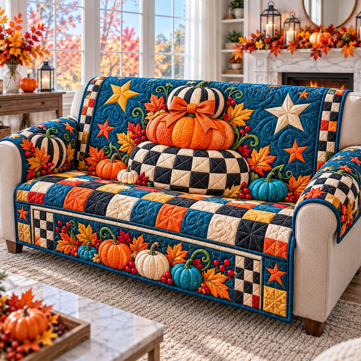 Pumpkin Rustic Patch Sofa Cover