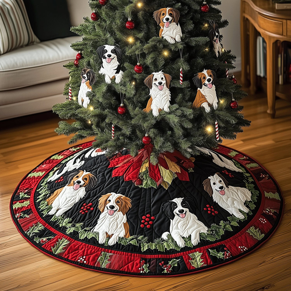 Puppy Christmas Delight Christmas Tree Skirt