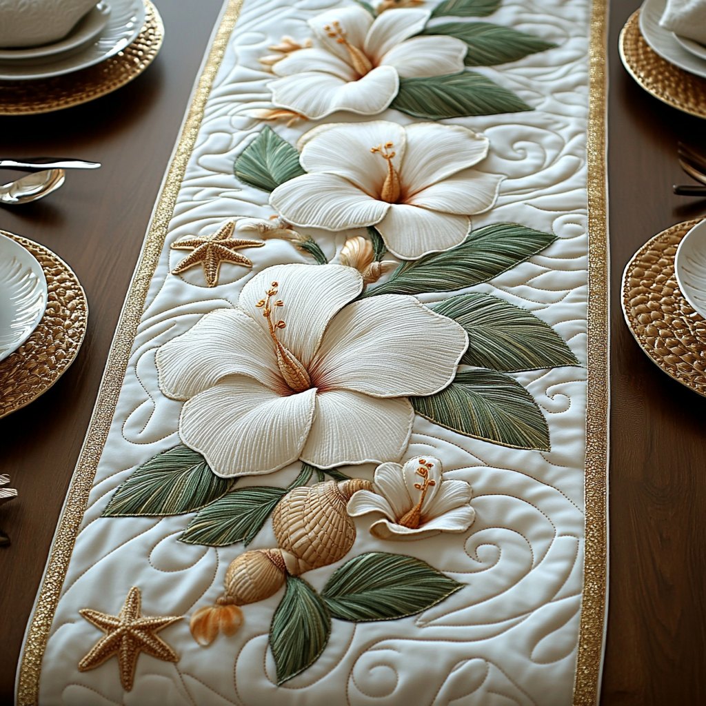 Pure Hibiscus Table Runner