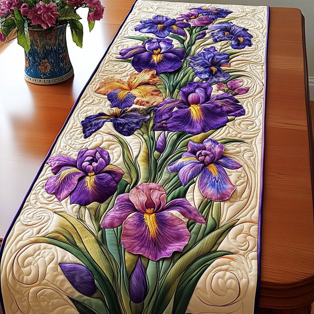 Purple Iris Charm Table Runner