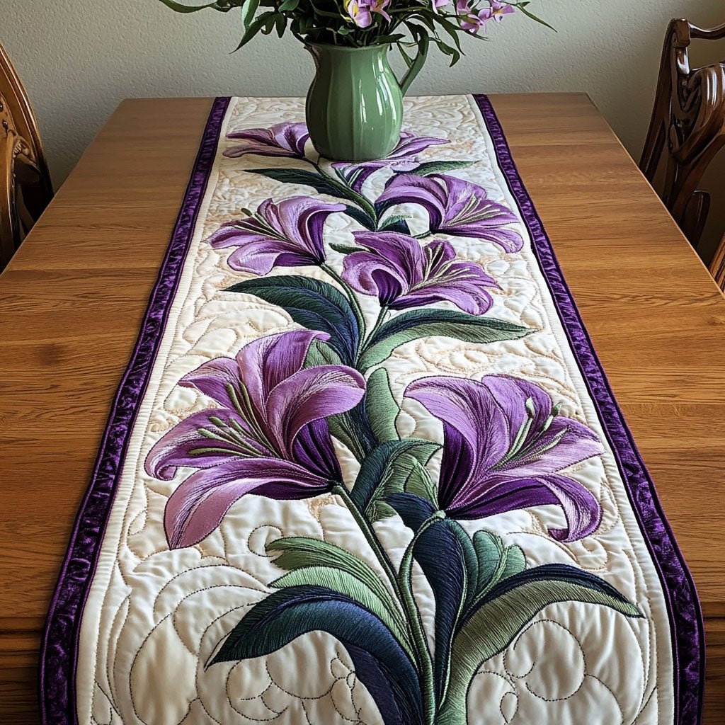 Purple Lilies Table Runner