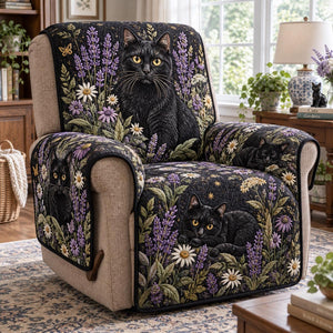 Purple Meadow Black Cat Sofa Cover - Made to Order