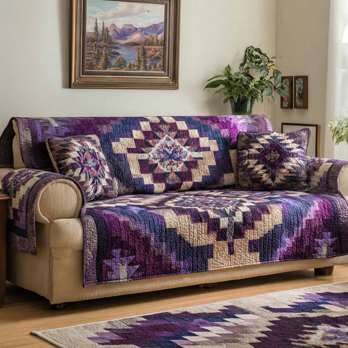 Purple Native Sofa Cover