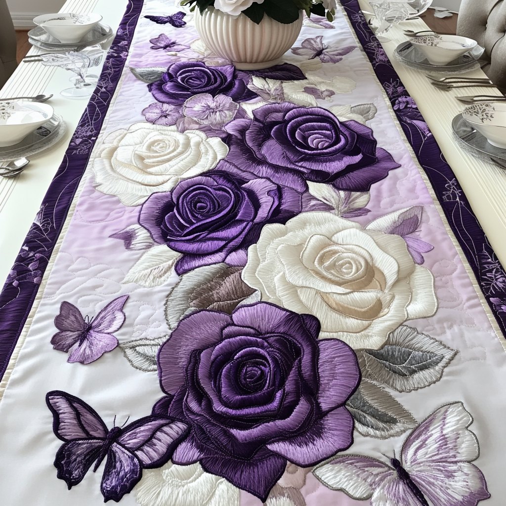 Purple Petal Serenity Table Runner