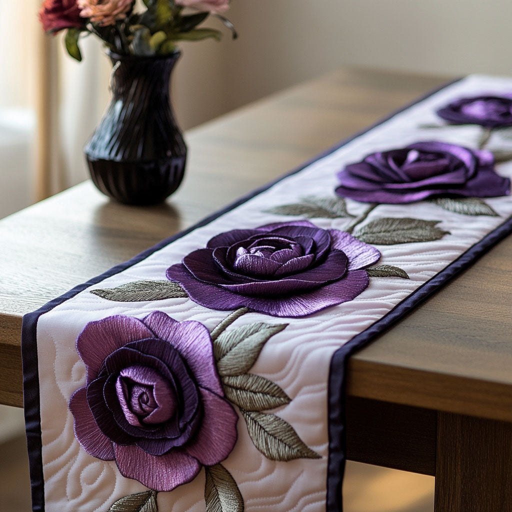 Purple Rose Charm Table Runner