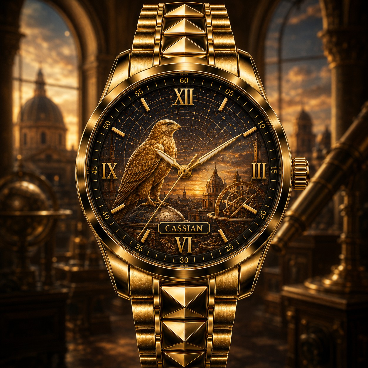 Custom Astronomer's Golden Falcon Watch — personalized with a custom name