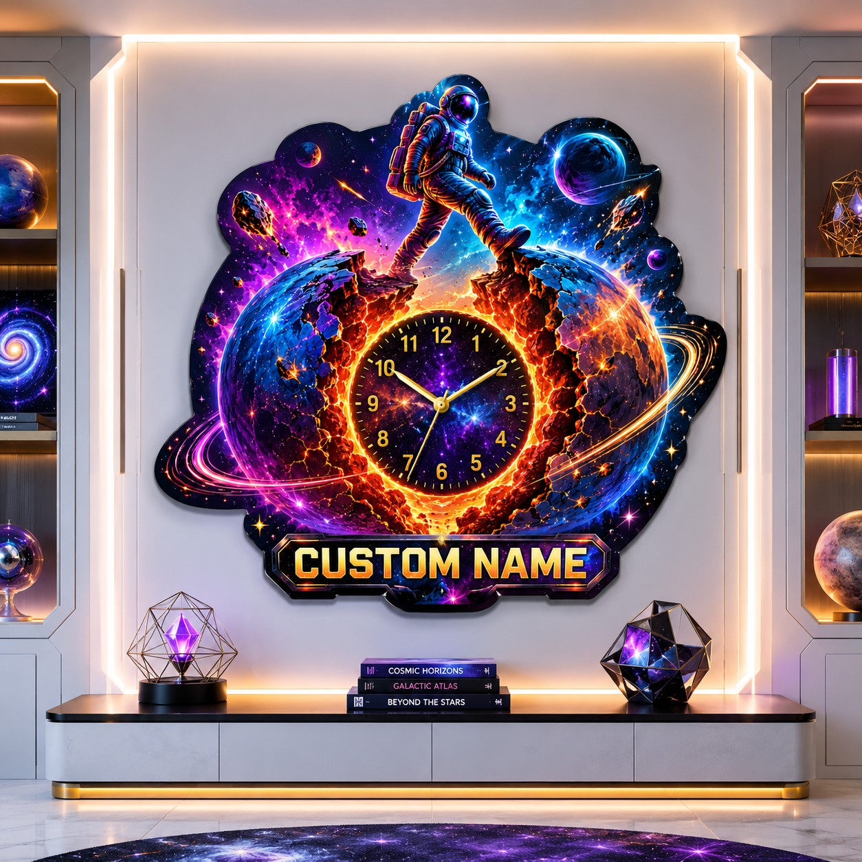 Astronaut Custom Name Wall Clock — personalized with a custom name