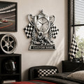 Young go-kart drivers Custom Name Wall Clock — personalized with a custom name