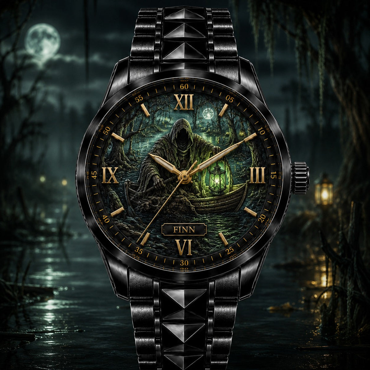 Custom Swamp Lantern Ferryman Watch — personalized with a custom name