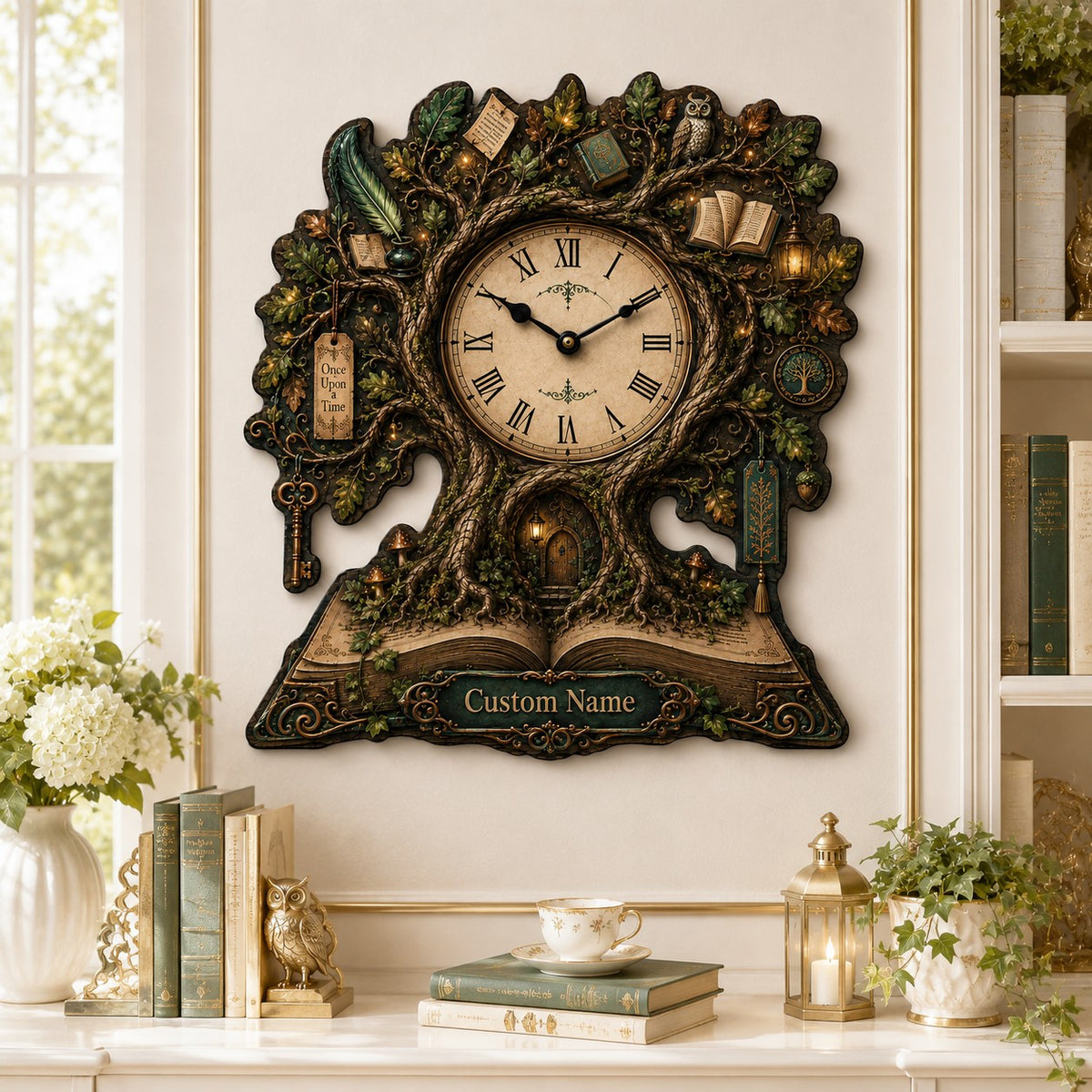 Enchanted Forest Personalized Wall Clock — personalized with a custom name