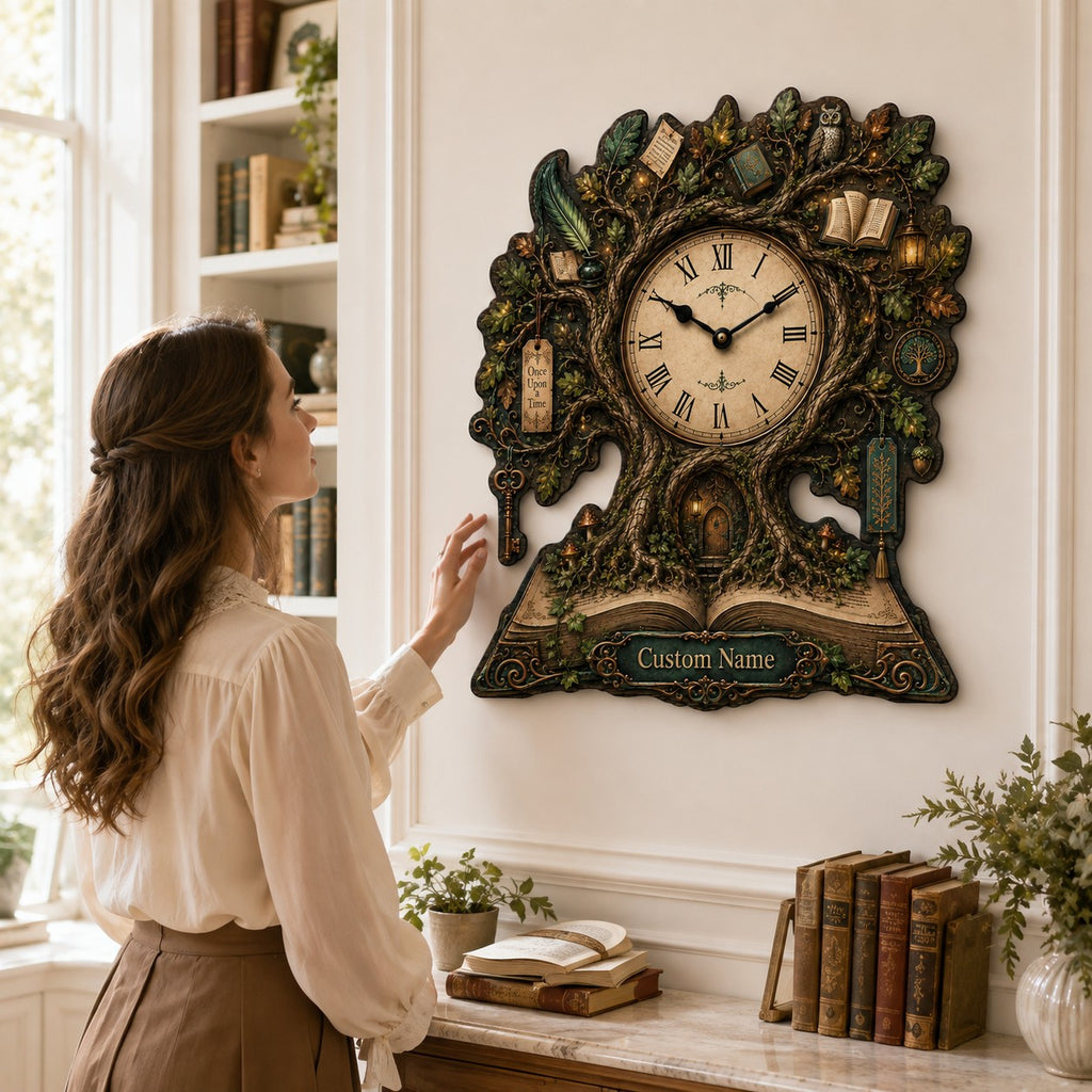 Enchanted Forest Personalized Wall Clock — personalized with a custom name