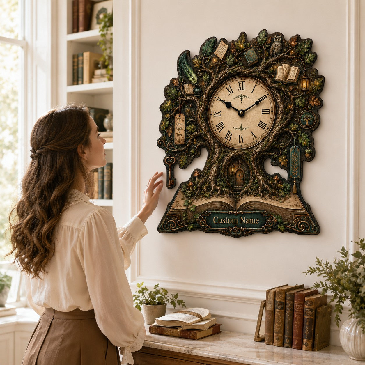 Enchanted Forest Personalized Wall Clock — personalized with a custom name