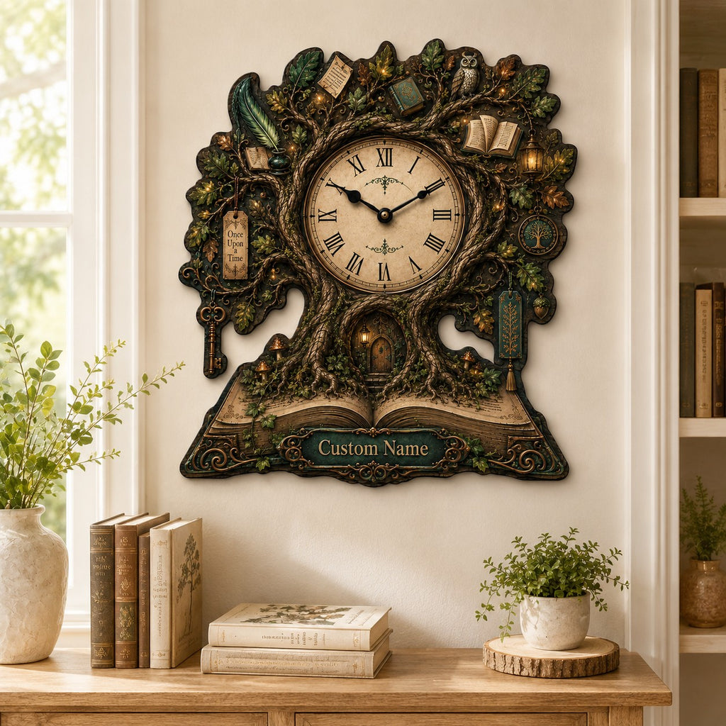 Enchanted Forest Personalized Wall Clock — personalized with a custom name