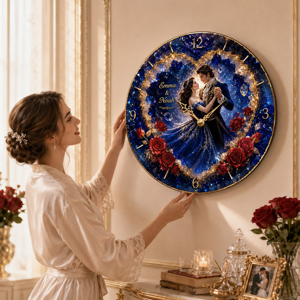 Custom names romantic clock — personalized with a custom name