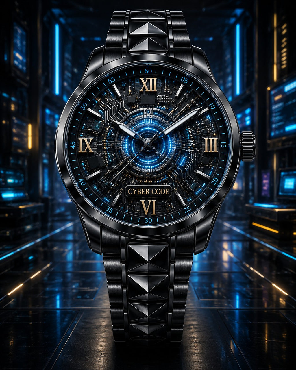 Personalized Cyber Code Watch with a custom name set into the design
