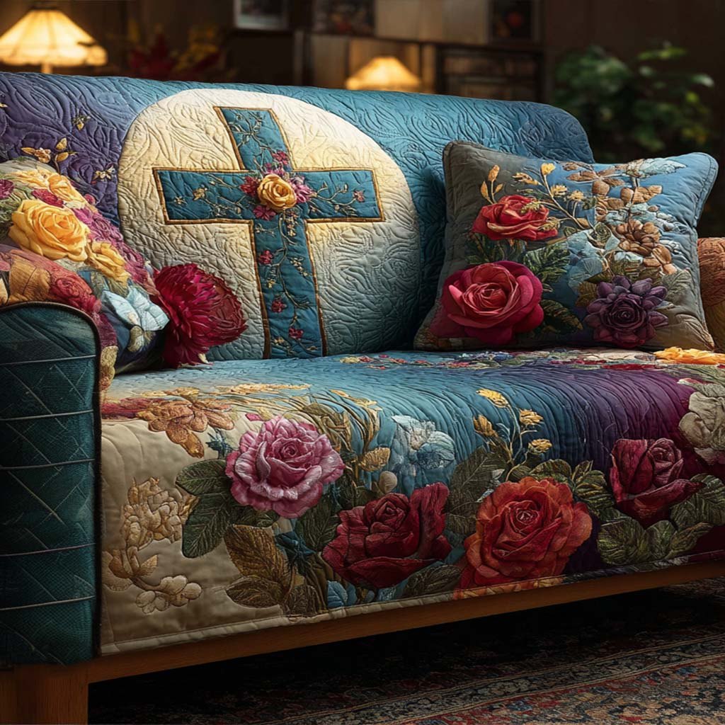Radiant Cross Symbol Sofa Cover