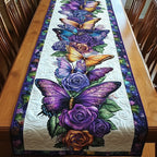 Purple Butterfly with Roses Table Runner
