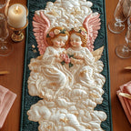 Two Angel Babies in Clouds Table Runner