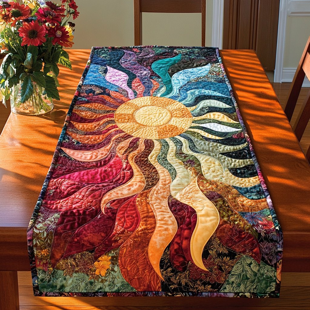 Sun with Flowing Rays Table Runner