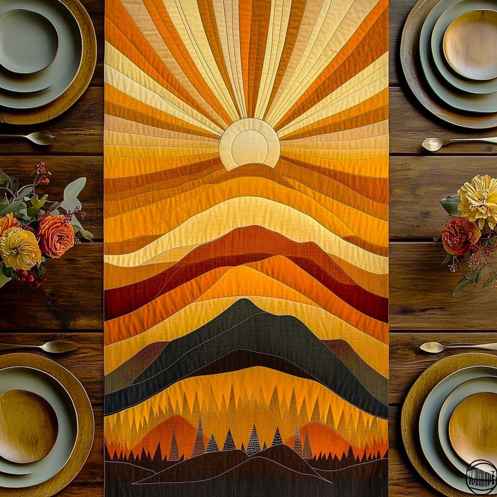 Radiant Peak Sunrise Table Runner
