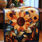 Sunflowers with Autumn Leaves Table Runner