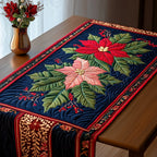 Radiant Poinsettia Blossom Table Runner