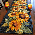 Sunflowers with Broad Green Leaves Table Runner