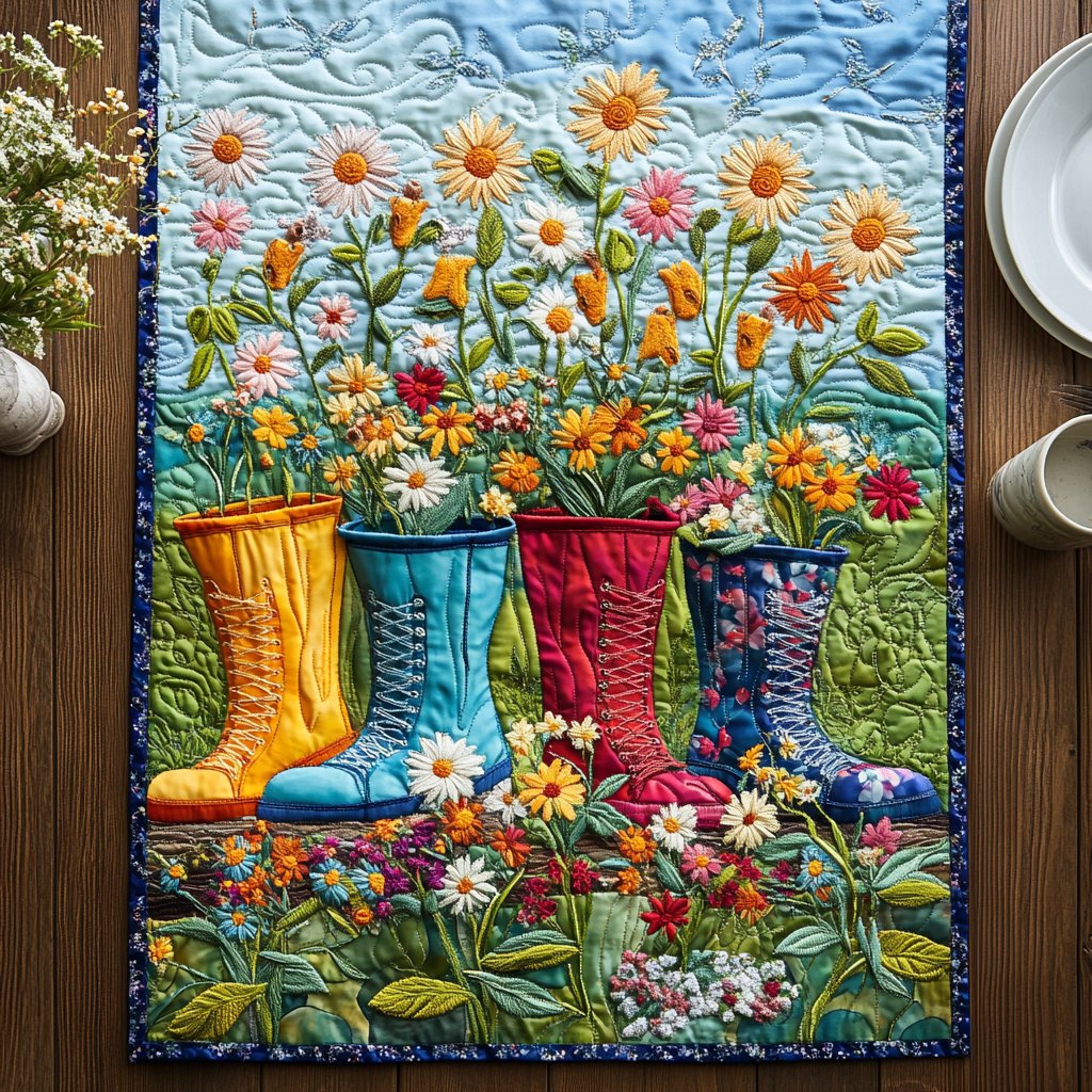 Rainboot Blooms Table Runner