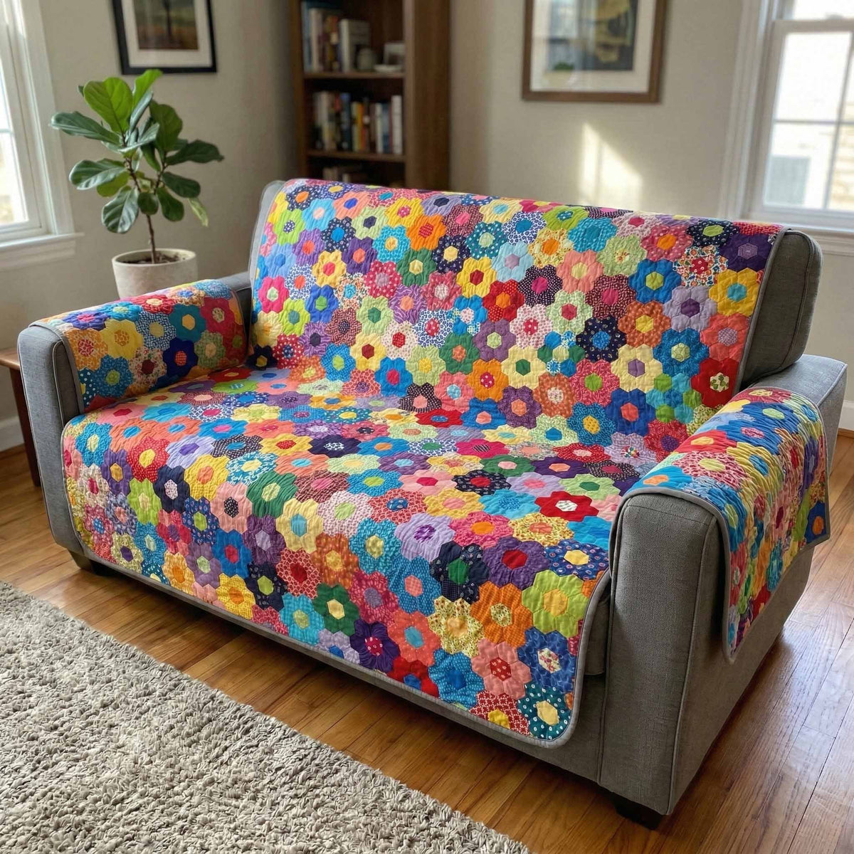 Rainbow Bloom Sofa Cover