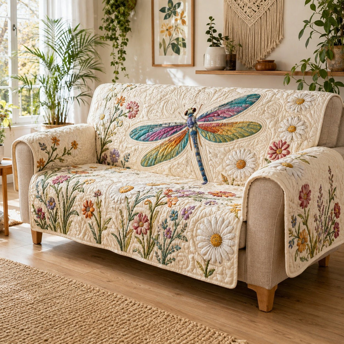 Rainbow Daisy Skimmer Sofa Cover