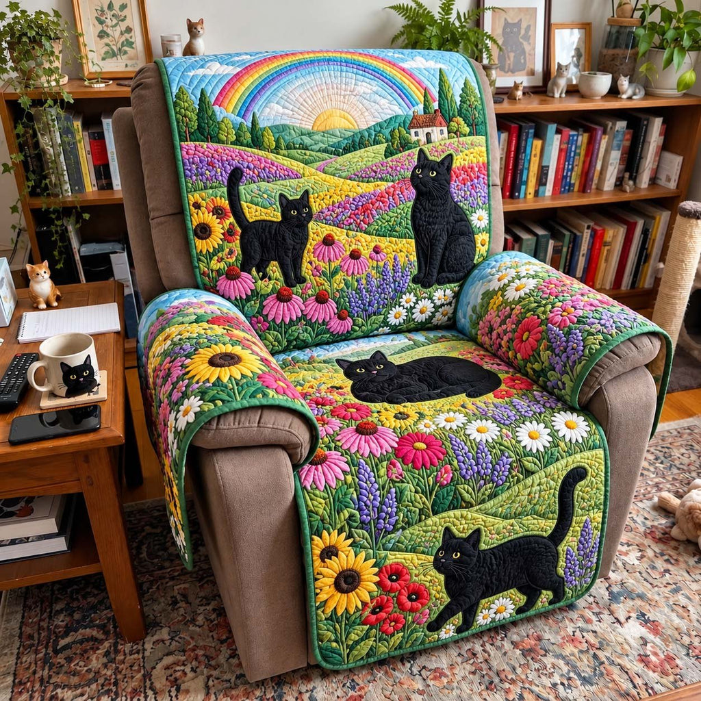 Rainbow Meadow Black Cats Sofa Cover
