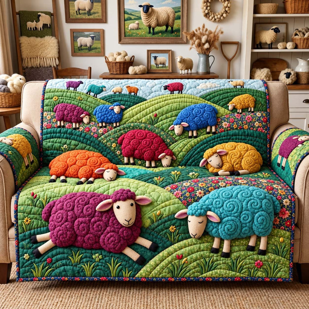 Rainbow Meadow Sheep Sofa Cover