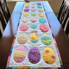 Pastel Easter Eggs on White Table Runner