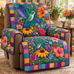 Rainbow Patchwork Hummingbird Sofa Cover