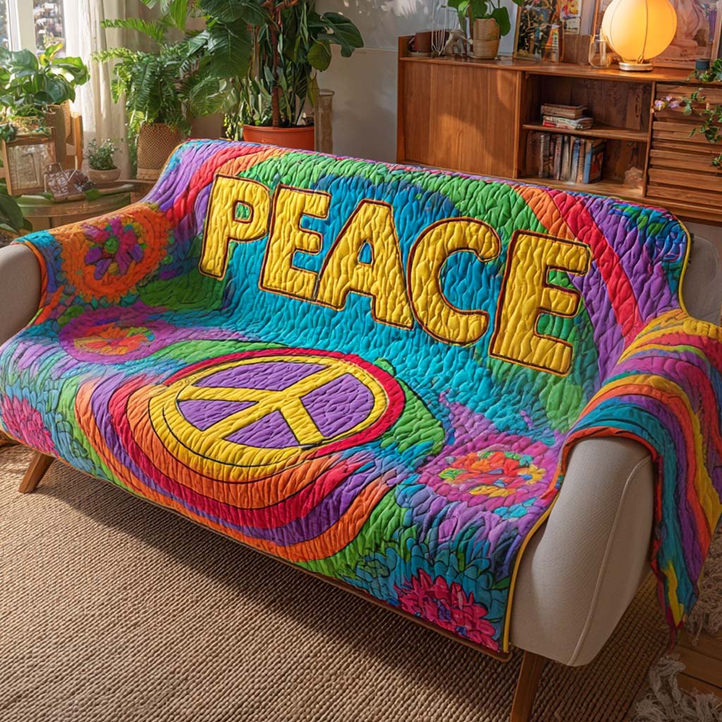 Peace on Rainbow Tie Dye Sofa Cover