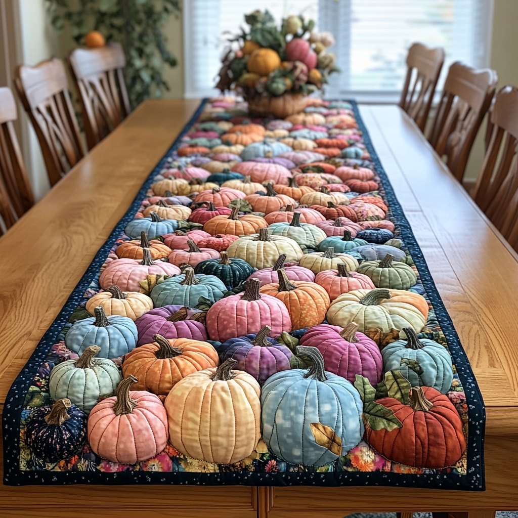 Rainbow Pumpkin Table Runner