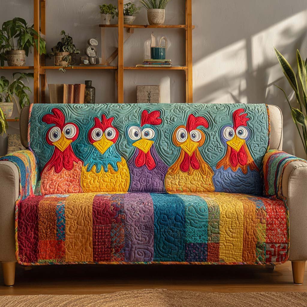 Rainbow Rooster Row Sofa Cover