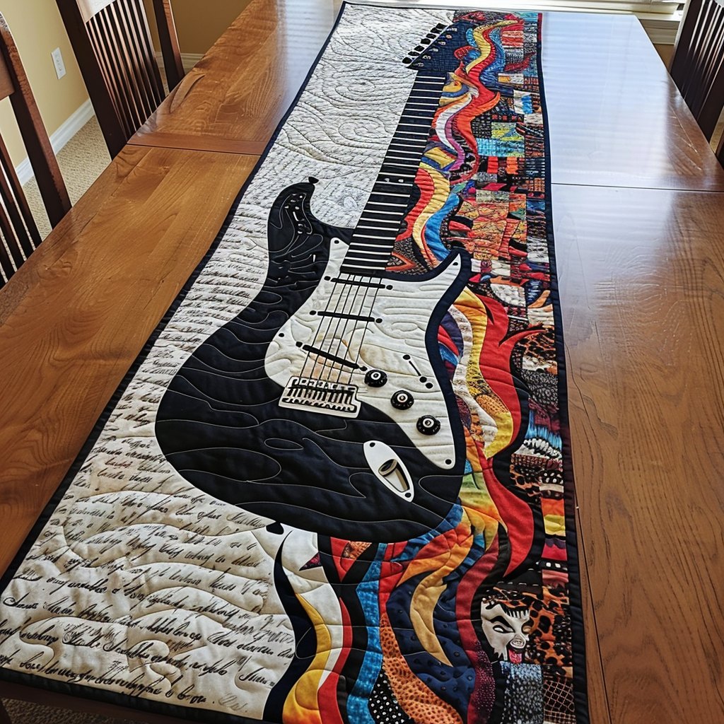 Rainbow Guitar Serenade Table Runner
