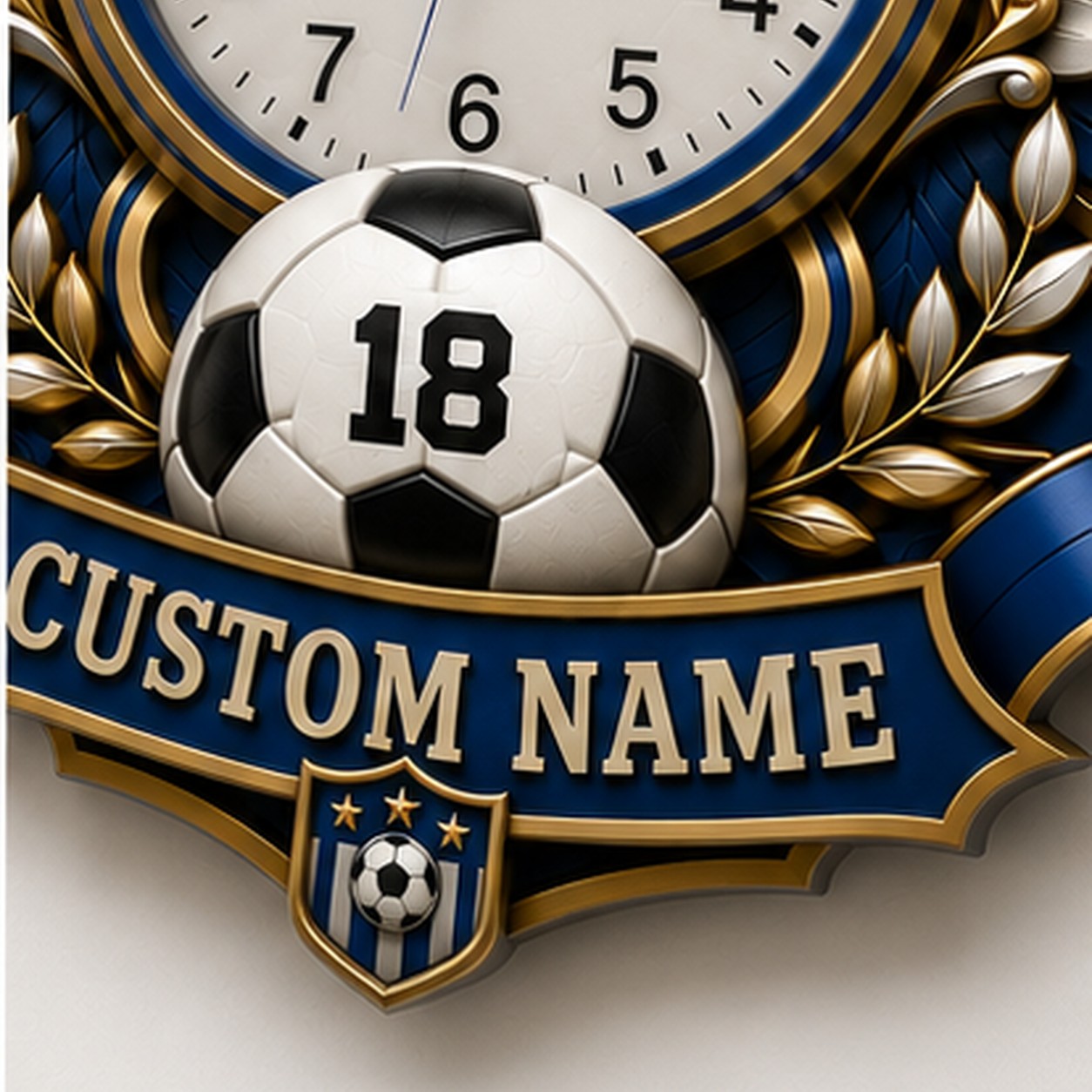 Youth Soccer Bedrooms Custom Name Wall Clock — personalized with a custom name