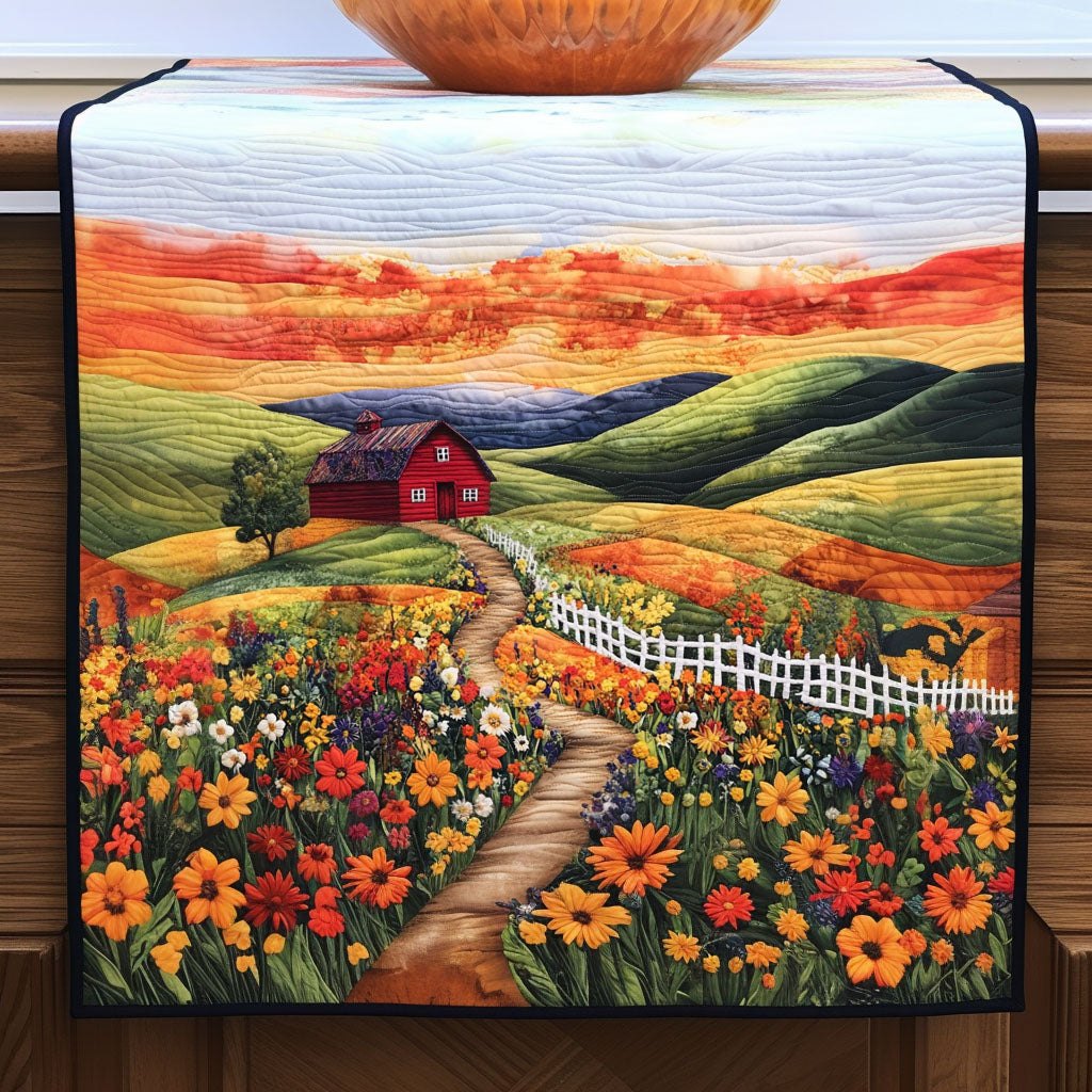 Red Barn in Bloom Table Runner