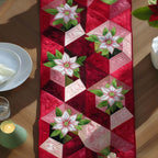 Pink Geometric with White Blossoms Table Runner