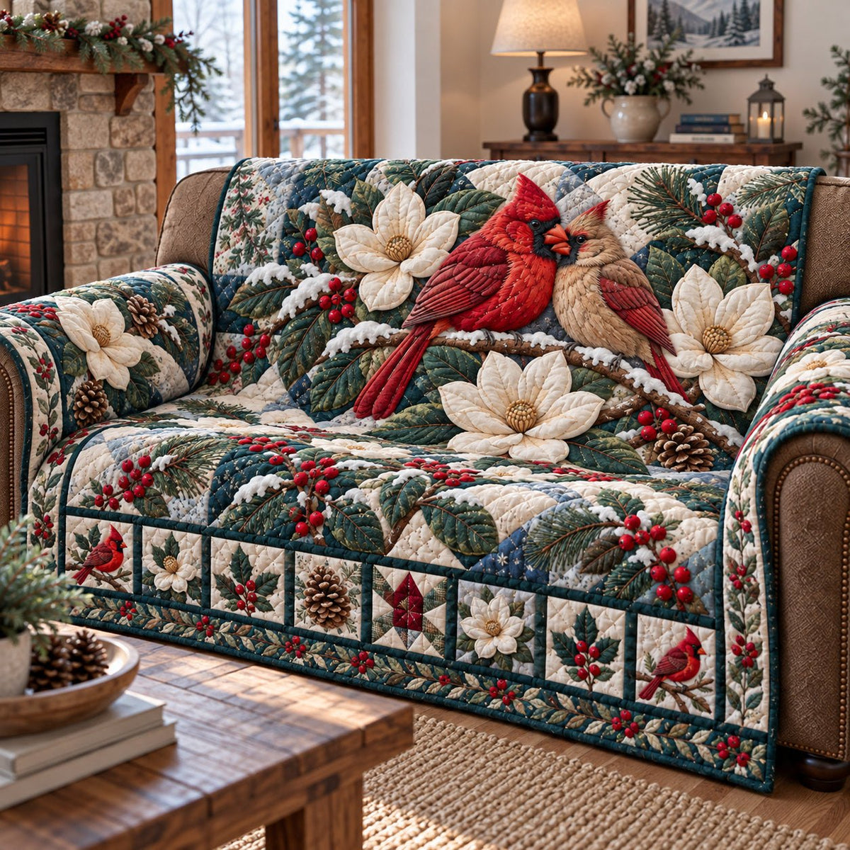 Red Cardinal Heaven Sofa Cover