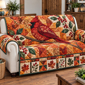 Red Cardinal Noel Sofa Cover - Made to Order
