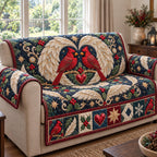 Red Cardinal Snowflakes Sofa Cover