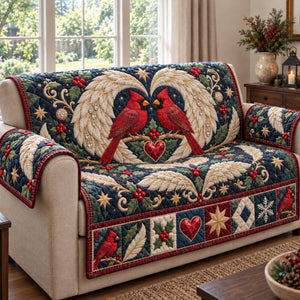 Red Cardinal Snowflakes Sofa Cover - Made to Order