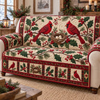 Red Cardinals Holly Nest Sofa Cover