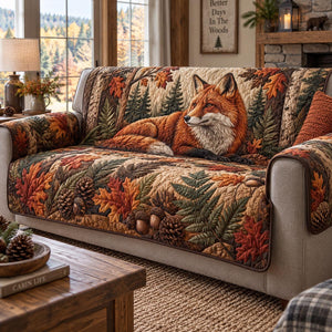 Red Fox Autumn Forest Sofa Cover - Made to Order