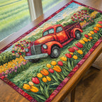 Red Truck in Bloom Table Runner