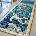 Sea Turtles on Blue Mosaic Table Runner