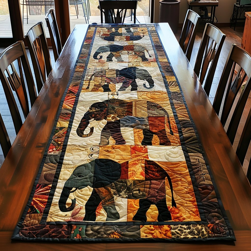 Regal Elephant Journey Table Runner